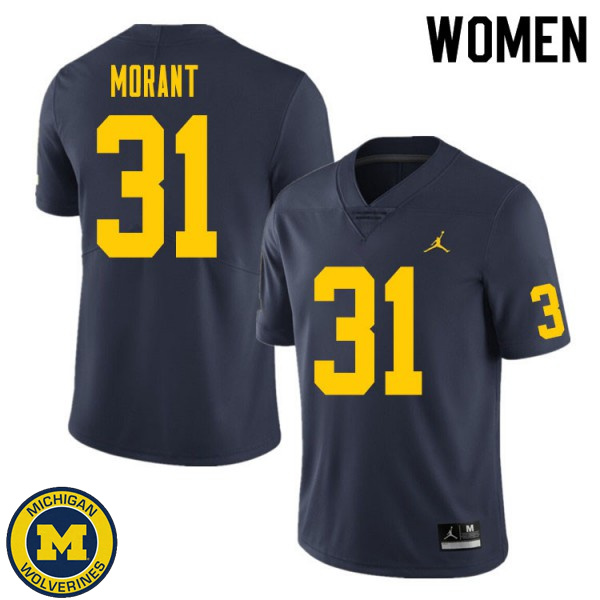 Women University of Michigan #31 Jordan Morant Navy NCAA Player Game Jersey